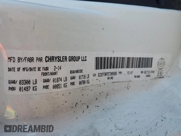 2014 FIAT 500 Sport with VIN 3C3CFFBR7ET205565, listed as a Copart auction lot 48123655 with 137,044 mi miles and Salvage Title. Bid and sale history available at carsss.com. Image 12.