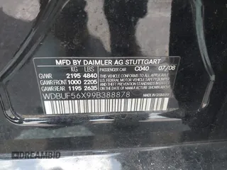 2009 Mercedes-Benz E 350 Luxury with VIN WDBUF56X99B388878, listed as a IAAI auction lot 41993375 with 279,917 mi miles and . Bid and sale history available at carsss.com. Image 9.