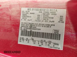 1999 Ford F-250 with VIN 1FTPX28L1XKB97599, listed as a IAAI auction lot 42523803 with 357,976 mi miles and . Bid and sale history available at DreamBid. Image 9.