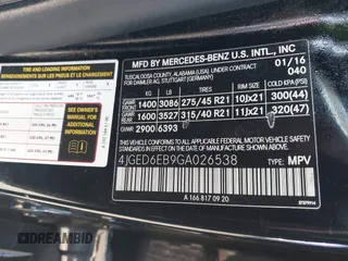 2016 Mercedes-Benz GLE 450 AMG z VIN 4JGED6EB9GA026538, wystawiony jako IAAI lot #41930608 z przebiegiem 107 055 mil mil oraz . Historia ofert i sprzedaży dostępna na DreamBid. Obrazek 9.