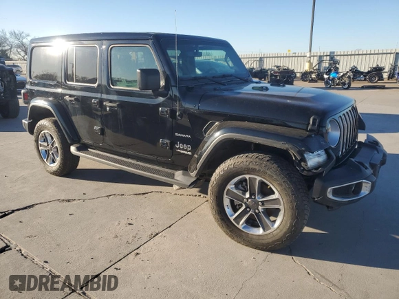 2022 Jeep Wrangler Unlimited Sahara with VIN 1C4HJXEG9NW191002, listed as a Copart auction lot 42486595 with 21,301 mi miles and Salvage title. Bid and sale history available at DreamBid. Image 4.