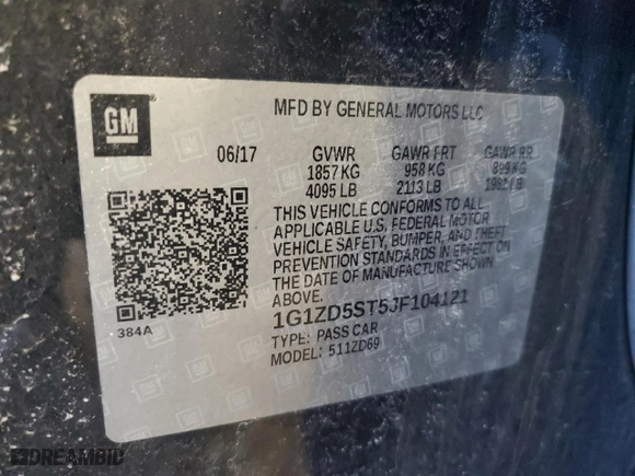 2018 Chevrolet Malibu LT with VIN 1G1ZD5ST5JF104121, listed as a Copart auction lot 50158785 with 117,159 mi miles and Non Repairable. Bid and sale history available at carsss.com. Image 12.