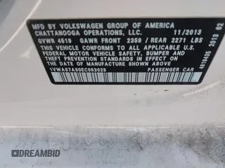 2014 Volkswagen Passat Wolfsburg Edition with VIN 1VWAS7A30EC053025, listed as a IAAI auction lot 42579059 with 168,446 mi miles and . Bid and sale history available at DreamBid. Image 9.