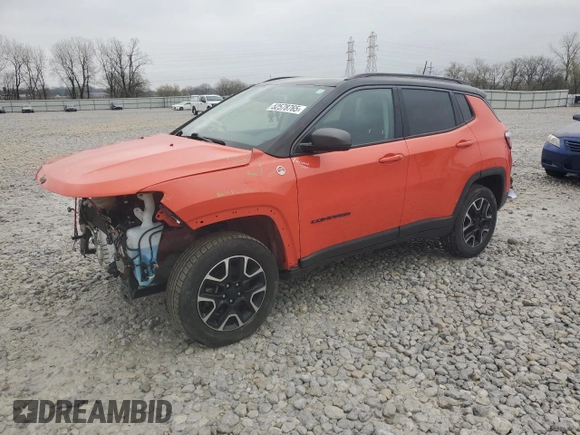 2020 Jeep Compass Trailhawk with VIN 3C4NJDDB9LT222694, listed as a Copart auction lot 52578765 with 62,006 mi miles and Salvage Title. Bid and sale history available at carsss.com. Image 1.