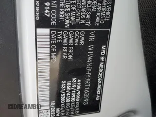 2024 Mercedes-Benz Sprinter Cargo with VIN W1W4NBHY3RT163993, listed as a Copart auction lot 45495854 with Not Provided miles and Salvage Title. Bid and sale history available at carsss.com. Image 13.