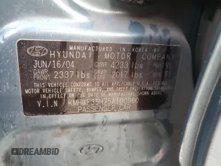 2005 Hyundai Sonata GLS with VIN KMHWF35H75A100960, listed as a Copart auction lot 81070954 with 133,919 mi miles and Salvage Title. Bid and sale history available at carsss.com. Image 14.
