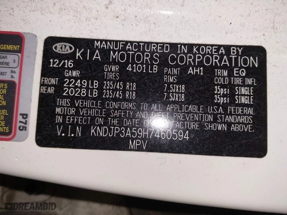 2017 Kia Soul + with VIN KNDJP3A59H7460594, listed as a IAAI auction lot 41618234 with 188731 miles. Bid and sale history available at carsss.com. Image 9.