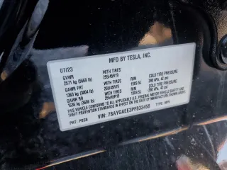 2023 Tesla Model Y Long Range with VIN 7SAYGAEE3PF833458, listed as a Copart auction lot 41800135 with 44,471 mi miles and Salvage Title. Bid and sale history available at carsss.com. Image 15.