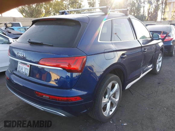 2021 Audi Q5 Premium Plus with VIN WA1BAAFY5M2015445, listed as a IAAI auction lot 42648905 with 41,312 mi miles and . Bid and sale history available at DreamBid. Image 4.