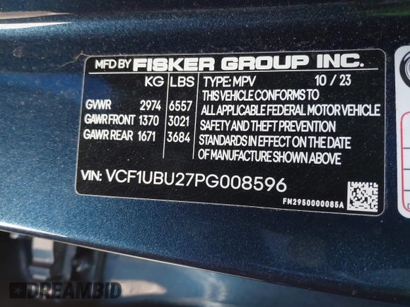 2023 Fisker Ocean Ultra z VIN VCF1UBU27PG008596, wystawiony jako IAAI lot #41400594 z przebiegiem 12 972 mil mil oraz . Historia ofert i sprzedaży dostępna na DreamBid. Obrazek 9.