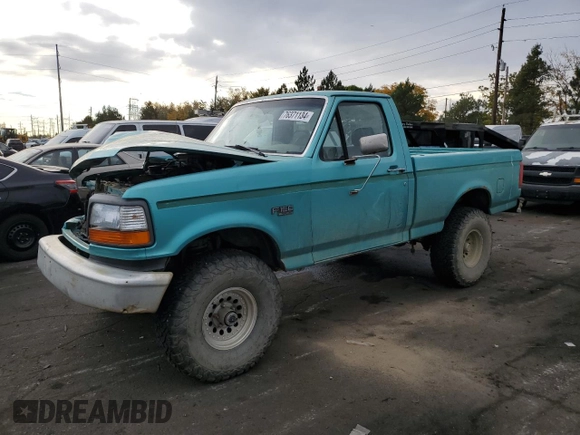 1995 Ford F-150 with VIN 1FTEF14NXSNA51477, listed as a Copart auction lot 76371134 with 113,544 mi miles and Salvage Title. Bid and sale history available at carsss.com. Image 1.