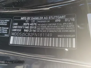 2015 Mercedes-Benz CLA 45 AMG with VIN WDDSJ5CB2FN181149, listed as a Copart auction lot 72590603 with 85,124 mi miles and . Bid and sale history available at DreamBid. Image 12.