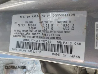 2013 Mazda 3 i SV with VIN JM1BL1TF4D1797066, listed as a IAAI auction lot 42028004 with 168,557 mi miles and . Bid and sale history available at DreamBid. Image 9.