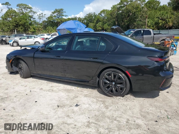 2023 BMW 7 Series 740i with VIN WBA23EH08PCM32908, listed as a Copart auction lot 59144245 with Not provided miles and Non repairable. Bid and sale history available at DreamBid. Image 2.