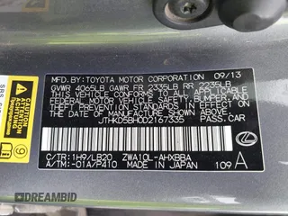 2013 Lexus CT 200h z VIN JTHKD5BH0D2167335, wystawiony jako IAAI lot #42374427 z przebiegiem 257 071 mil mil oraz . Historia ofert i sprzedaży dostępna na DreamBid. Obrazek 9.