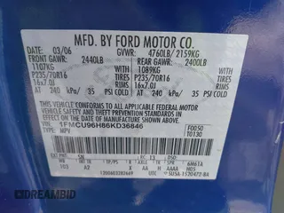 2006 Ford Escape Hybrid with VIN 1FMCU96H86KD36846, listed as a IAAI auction lot 41407961 with 167,243 mi miles and . Bid and sale history available at DreamBid. Image 9.