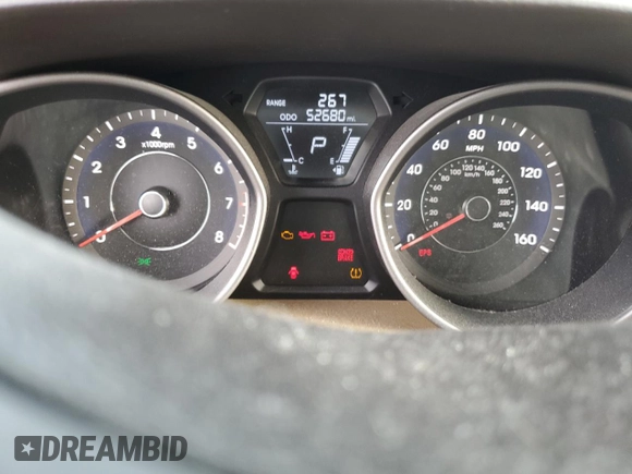 2013 Hyundai Elantra Limited with VIN 5NPDH4AE2DH290472, listed as a Copart auction lot 52354955 with 52,680 mi miles and Salvage Title. Bid and sale history available at DreamBid. Image 9.
