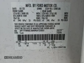 2022 Ford Maverick XL with VIN 3FTTW8E38NRA72553, listed as a Copart auction lot 46357695 with 29,937 mi miles and Salvage Title. Bid and sale history available at DreamBid. Image 12.
