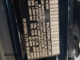 2021 Porsche Cayenne E-Hybrid with VIN WP1AE2AY1MDA24794, listed as a Copart auction lot 57626974 with 26,126 mi miles and Salvage title. Bid and sale history available at DreamBid. Image 13.