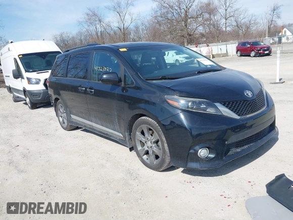 2015 Toyota Sienna SE with VIN 5TDXK3DC9FS652765, listed as a IAAI auction lot 41723922 with 105,679 mi miles. Bid and sale history available at carsss.com. Image 1.