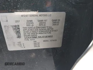 2018 GMC Acadia SLT with VIN 1GKKNMLS5JZ183802, listed as a IAAI auction lot 41995022 with 133,388 mi miles and . Bid and sale history available at carsss.com. Image 9.