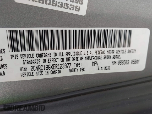 2014 Chrysler Town & Country Touring with VIN 2C4RC1BGXER123977, listed as a IAAI auction lot 42047133 with 150,046 mi miles. Bid and sale history available at carsss.com. Image 9.