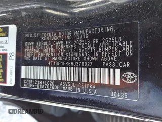 2017 Toyota Camry XLE z VIN 4T1BF1FK6HU370827, wystawiony jako IAAI lot #41870412 z przebiegiem 95 975 mil mil oraz . Historia ofert i sprzedaży dostępna na DreamBid. Obrazek 9.