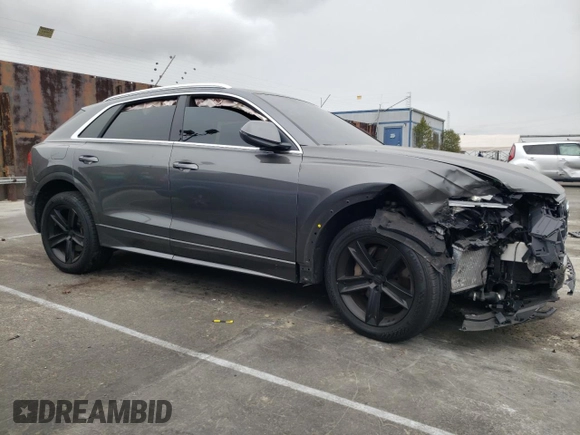 2019 Audi Q8 Premium with VIN WA1AVAF19KD016537, listed as a Copart auction lot 47663195 with 70,409 mi miles and Salvage Title. Bid and sale history available at carsss.com. Image 4.