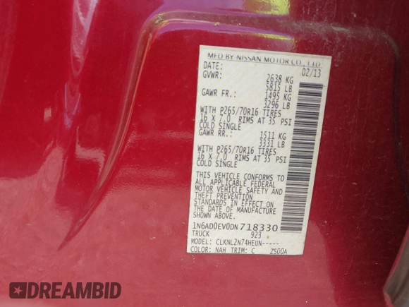 2013 Nissan Frontier SV z VIN 1N6AD0EV0DN718330, wystawiony jako IAAI lot #40808170 z przebiegiem 73 053 mil mil oraz . Historia ofert i sprzedaży dostępna na DreamBid. Obrazek 9.