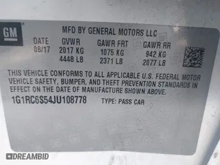 2018 Chevrolet Volt LT with VIN 1G1RC6S54JU108778, listed as a IAAI auction lot 41134787 with 60,496 mi miles. Bid and sale history available at carsss.com. Image 9.