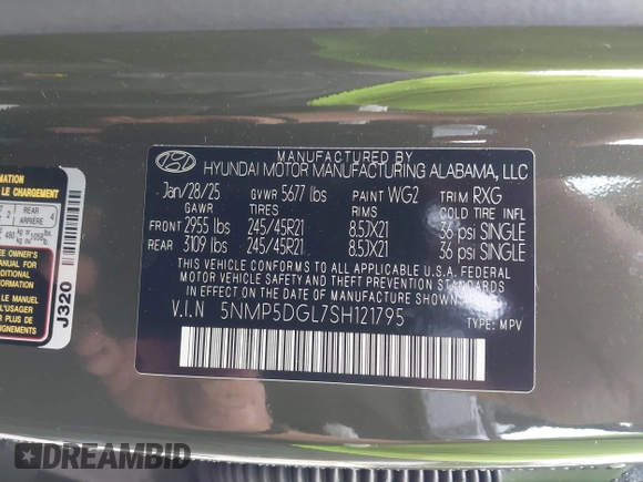 2025 Hyundai Santa Fe Calligraphy с VIN 5NMP5DGL7SH121795, выставлен на аукционе IAAI как лот 42488004 с пробегом 1 974 миль миль и . История ставок и продаж доступна на DreamBid. Изображение 9.