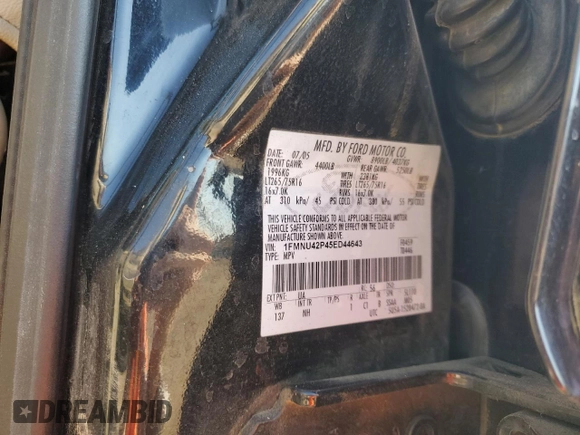 2005 Ford Excursion Limited z VIN 1FMNU42P45ED44643, wystawiony jako Copart lot #74122674 z przebiegiem 343 116 mil mil oraz Czysty tytuł • Clean title. Historia ofert i sprzedaży dostępna na DreamBid. Obrazek 13.