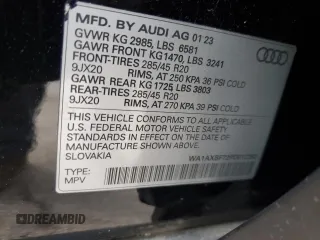 2023 Audi Q7 Premium z VIN WA1AXBF72PD012292, wystawiony jako Copart lot #79131263 z przebiegiem 9 980 mil mil oraz . Historia ofert i sprzedaży dostępna na DreamBid. Obrazek 12.