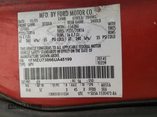 2006 Ford Explorer XLT with VIN 1FMEU73866UA45199, listed as a Copart auction lot 47339355 with 263,716 mi miles and Salvage Title. Bid and sale history available at carsss.com. Image 14.