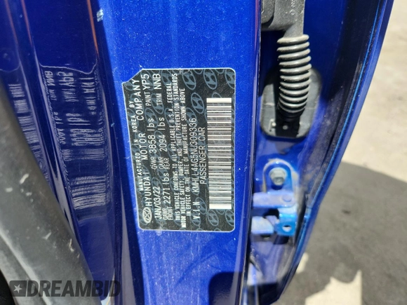 2022 Hyundai Elantra SE с VIN KMHLL4AG5NU309336, выставлен на аукционе Copart как лот 65647405 с пробегом 74 048 миль миль и Чистый • Clean title. История ставок и продаж доступна на DreamBid. Изображение 12.