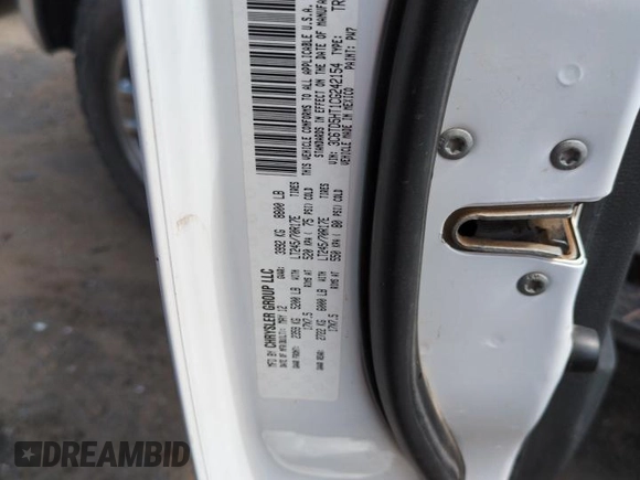 2012 Ram 2500 ST with VIN 3C6TD5HT1CG242154, listed as a Copart auction lot 56407785 with 108,506 mi miles and Salvage title. Bid and sale history available at DreamBid. Image 12.