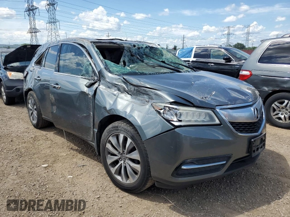 2014 Acura MDX Technology with VIN 5FRYD3H4XEB010168, listed as a Copart auction lot 63021185 with Not provided miles and Salvage title. Bid and sale history available at DreamBid. Image 4.