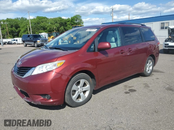 2012 Toyota Sienna LE AAS with VIN 5TDKK3DC7CS195590, listed as a Copart auction lot 57968415 with 201,732 mi miles and Salvage title. Bid and sale history available at DreamBid. Image 1.