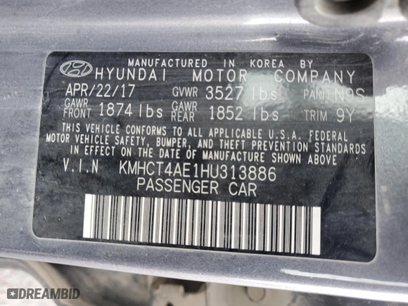 2017 Hyundai Accent SE with VIN KMHCT4AE1HU313886, listed as a Copart auction lot 51102785 with 133,073 mi miles and Salvage Title. Bid and sale history available at carsss.com. Image 12.