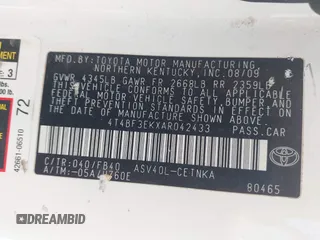 2010 Toyota Camry with VIN 4T4BF3EKXAR042433, listed as a IAAI auction lot 42212780 with 250,527 mi miles and . Bid and sale history available at DreamBid. Image 9.