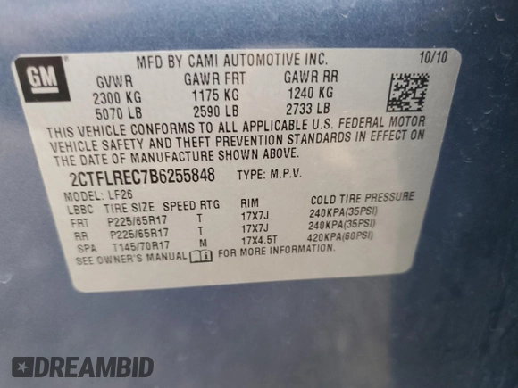 2011 GMC Terrain SLE-1 z VIN 2CTFLREC7B6255848, wystawiony jako Copart lot #58473455 z przebiegiem 107 209 mil mil oraz Czysty tytuł • Clean title. Historia ofert i sprzedaży dostępna na DreamBid. Obrazek 13.