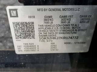 2019 GMC Yukon XL Denali with VIN 1GKS2HKJ7KR174772, listed as a Copart auction lot 63087134 with 69,692 mi miles and Salvage Title. Bid and sale history available at carsss.com. Image 13.
