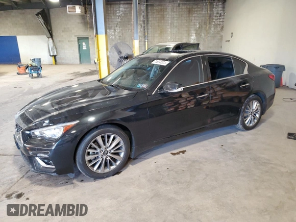 2021 Infiniti Q50 Luxe with VIN JN1EV7BR3MM750246, listed as a Copart auction lot 74994524 with 75,033 mi miles and Salvage Title. Bid and sale history available at carsss.com. Image 1.