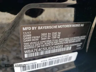2018 BMW 7 Series 740i xDrive with VIN WBA7E4C5XJGV24003, listed as a Copart auction lot 71395443 with 63,558 mi miles. Bid and sale history available at carsss.com. Image 15.
