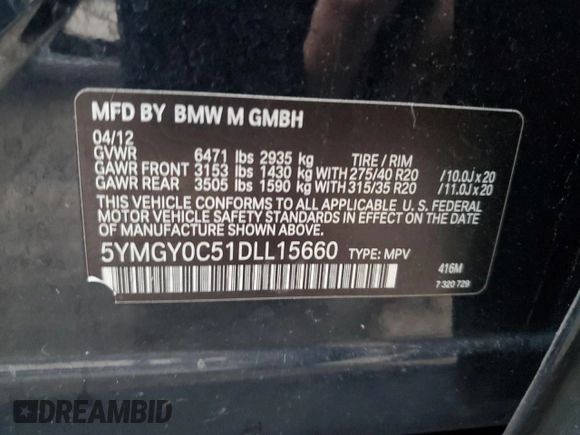 2013 BMW X5 M with VIN 5YMGY0C51DLL15660, listed as a Copart auction lot 84766244 with 113,007 mi miles and Salvage Title. Bid and sale history available at carsss.com. Image 14.