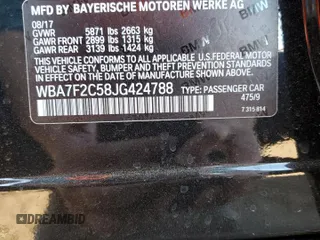 2018 BMW 7 Series ALPINA B7 xDrive with VIN WBA7F2C58JG424788, listed as a Copart auction lot 46751243 with 416 mi miles. Bid and sale history available at carsss.com. Image 13.