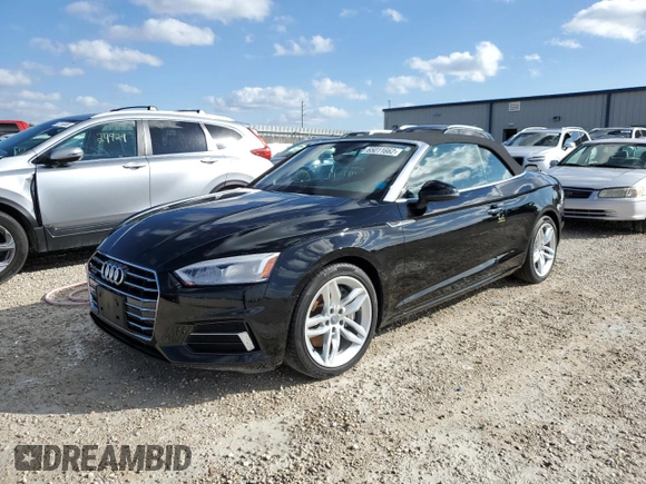 2019 Audi A5 Cabriolet Premium z VIN WAUWNGF56KN010302, wystawiony jako Copart lot #65011662 z przebiegiem Nie podano mil oraz . Historia ofert i sprzedaży dostępna na DreamBid. Obrazek 1.