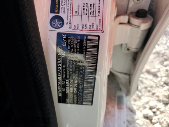 2014 Mercedes-Benz C C 250 Sport with VIN WDDGF4HBXEA955843, listed as a Copart auction lot 54499075 with 122,933 mi miles and Salvage Title. Bid and sale history available at carsss.com. Image 12.