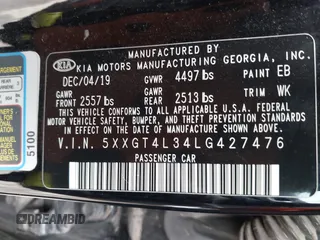 2020 Kia Optima LX с VIN 5XXGT4L34LG427476, выставлен на аукционе IAAI как лот 42117451 с пробегом 73 560 миль миль и . История ставок и продаж доступна на DreamBid. Изображение 9.