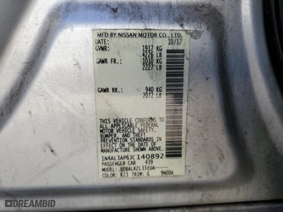 2018 Nissan Altima 2.5 S with VIN 1N4AL3AP6JC140892, listed as a Copart auction lot 47875575 with 141,745 mi miles and Salvage Title. Bid and sale history available at carsss.com. Image 13.